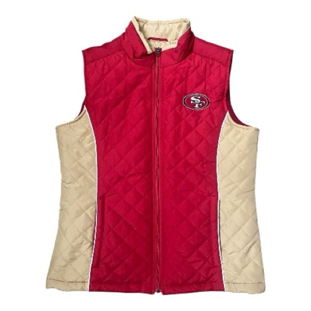 NFL women’s 49ers Quilted Vest - Red and Tan